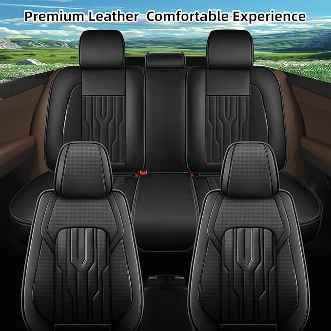 YORKNEIC Fit for Chevrolet Chevy Trax Seat Covers 2024 2025 2026 Faux Leather Waterproof Full Car Seat Covers Automotive Seat Protectors Cushions with Airbag Compatible (5 Full Set, Black)
