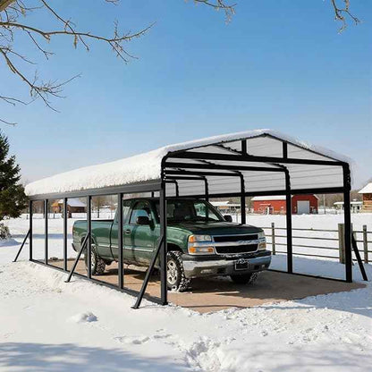 12x25FT Heavy Duty Metal Carport - Reinforced Galvanized Carport Canopy for All-Weather Shelter, Enhanced Wind Resistance for Boats, Cars, Trucks and Tractors