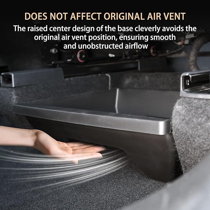 Under Seat Storage Box Organizer for Tesla Model Y Juniper 2025 2026 - Rear Row，Anti-Slip Hidden Underseat Organizer Tray with Lid Cover Storage Box for Model Y Juniper Interior Accessories (1 Pack）