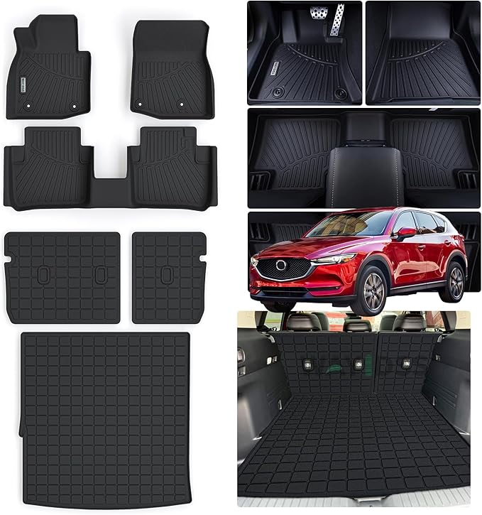 Floor Mats for 2025 Mazda CX-50 (Only Fit Hybrid) & Trunk Mat & Backrest Mat,TPE All Weather Protection for CX50 1st & 2nd Row Full Set Car Liners Covering The Backrest Accessories