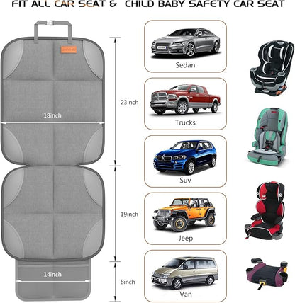 SMART ELF2 Pack Car Seat Protector-600D Fabric Waterproof Carseat Protector with Thicily Padded to Protect Your Car Seats from Child Seats and Pets (Light Grey)