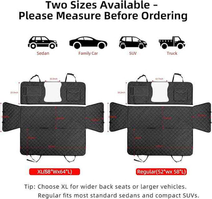 Dog Car Seat Cover for Back Seat, Dog Hammock for Car, Waterproof Backseat Cover for Dogs in Car SUV & Truck, with Mesh Window and Multiple Pockets