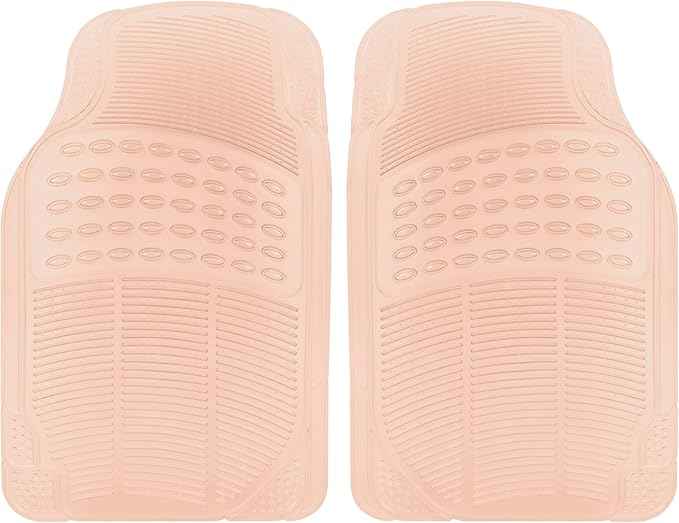 Carbella Automotive Floor Mats for Cars, 2 Piece Car Floor Mats Peach Pink Translucent, Trim-to-Fit All Weather Clear Car Mats for Auto Truck Van SUV, Car Accessories for Women