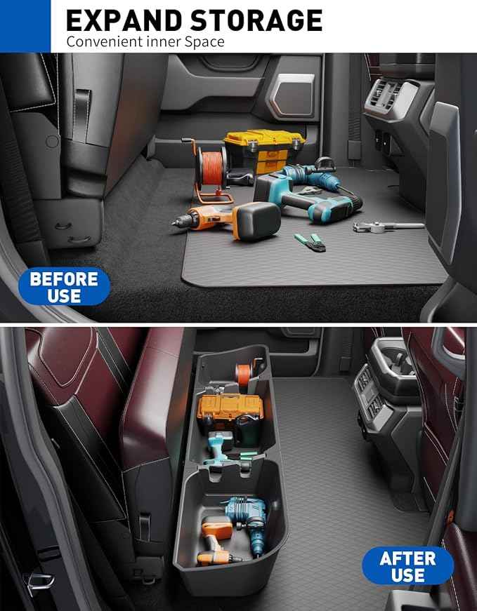 Wonderdrive Under Seat Storage Box Fit for 2015-2026 Ford F-150 F150 SuperCrew Cab, 2017-2026 F-250/F-350/F-450/F-550 Super Duty, Upgraded Rear Truck Underseat Organizer Cargo Box