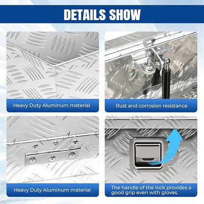 YESHMA 27" x 13" x 13" Trailer Tongue Tool Box Heavy Duty Aluminum with Latch and Keys Trailer Toolbox Organizer Truck Underbody Box Compatible with Pick Up Truck Bed RV Trailer ATV Silver