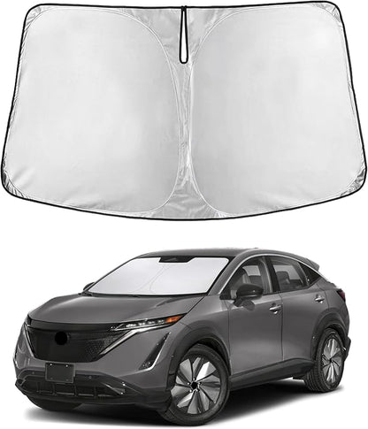 EcoNour Windshield Sunshade for Nissan Ariya 2023–2025 | Custom Fit Front Window Sun Shade | Blocks Harmful UV Rays & Reduces Heat | Foldable Sun Visor with Storage Pouch