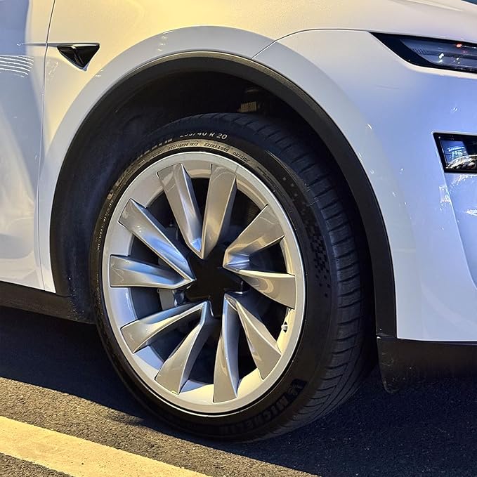 for Tesla Model Y 20 Inch Helix Wheel Rim Protector Hubcaps Helix Wheels Rim Cover Tire Trim Rings Silver 4Pcs Model Y Accessories