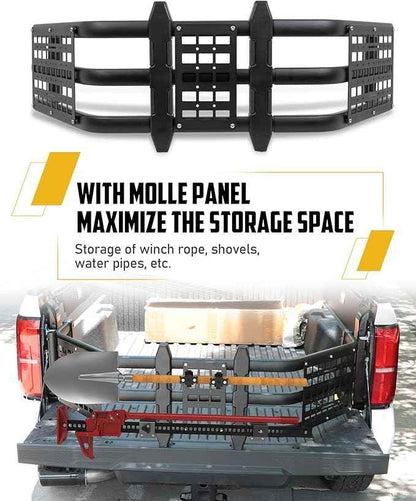 Upgraded Truck Bed Extender Fit for Ford F-150 F150 2015-2026 & Toyota Tundra 2007-2026 & Nissan Titan 2016-2024 Aluminum Tailgate Extender, with Molle Panel and Flagpole Bracket