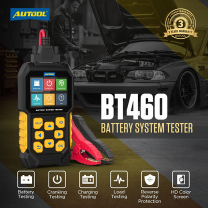 Automotive Battery Load Tester 12V/24V 100-2400 CCA Car Battery Analyzer Charging Cranking System Tester for Heavy Duty Trucks Motorcycle ATV SUV Boat Yacht