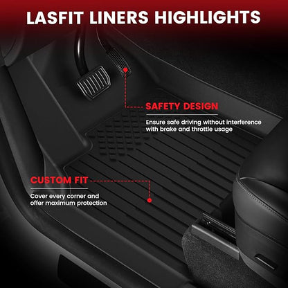 LASFIT 10PCS Floor Mats for Tesla Model Y Juniper 2025/2026 TPE Custom Fit All Weather Model Y Juniper Accessories Cargo Mat Waterproof Trunk Mats Full Set