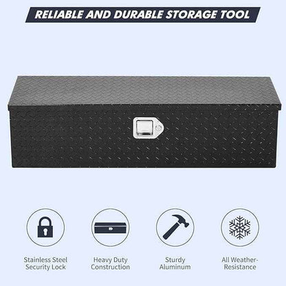 30 Inch Truck Bed Tool Box, Heavy Duty Aluminum Diamond Plate Tool Box, Trailer Tool Box for Pick Up Truck RV Trailer, Chest Storage Organizer with Lock and Keys(No sliding metal box)