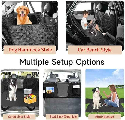 Dog Car Seat Cover for Back Seat, Dog Hammock for Car, Waterproof Backseat Cover for Dogs in Car SUV & Truck, with Mesh Window and Multiple Pockets