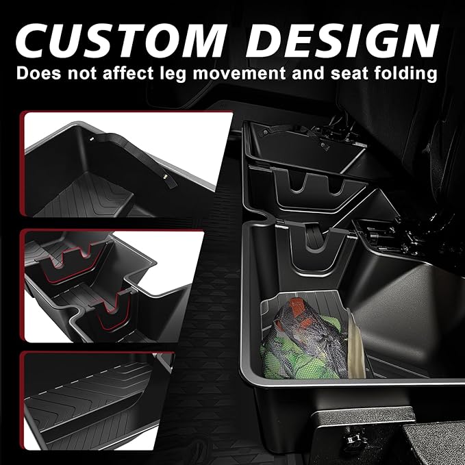 Under Seat Storage Box for Dodge Ram 1500 2025 2019-2024 Crew Cab Accessories Custom Fit Detachable Rear Underseat Organizer (No for Classic and Trim w/o Factory Under-seat Storage)