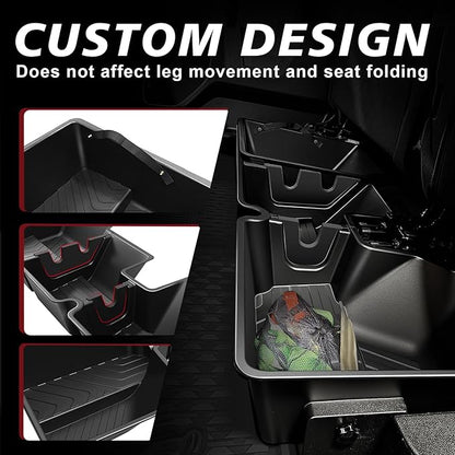 Under Seat Storage Box for Dodge Ram 1500 2025 2019-2024 Crew Cab Accessories Custom Fit Detachable Rear Underseat Organizer (No for Classic and Trim w/o Factory Under-seat Storage)