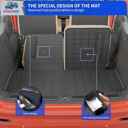 Rongtaod 6 Seats Floor Mats Compatible with 2020-2025 2026 Ford Explorer Captain Chairs Trunk Liner Cargo Liner Cargo Mat 2024 Explorer Accessories (Floor Mats+Trunk Mat with Backrest Mat)