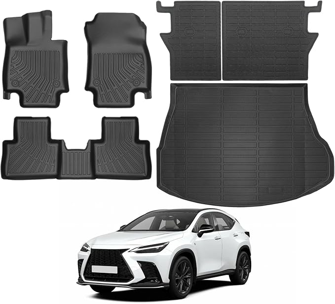Custom Fit Floor Mats for Lexus NX NX250/ NX350/(Not NX350h/ NX450h+) 2022-2026, All Weather TPE Floor Liners with Trunk Mat & Backrest Protectors, Odorless Full Set Interior Accessories