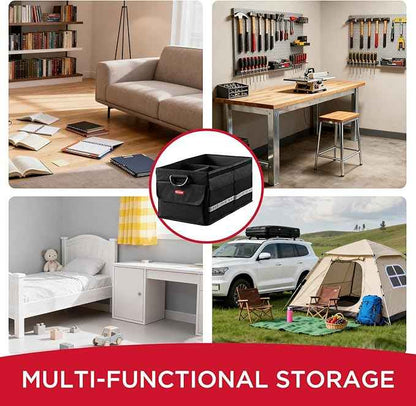 Rubbermaid Car Organizer, Collapsible Trunk Organizer, Multi-Compartment Car Storage Organization for Car Accessories, 3 Compartments With Cover, 23.23"*12.99"*11.81"