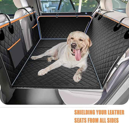 Large Dog Car Seat Cover for Back Seat with Mesh Viewing Window, Waterproof Quilted Hammock Style, Upgraded PU Leather Back Seat Extender with Hard Bottom Holds 400LBS,for Car, SUV, Small Truck