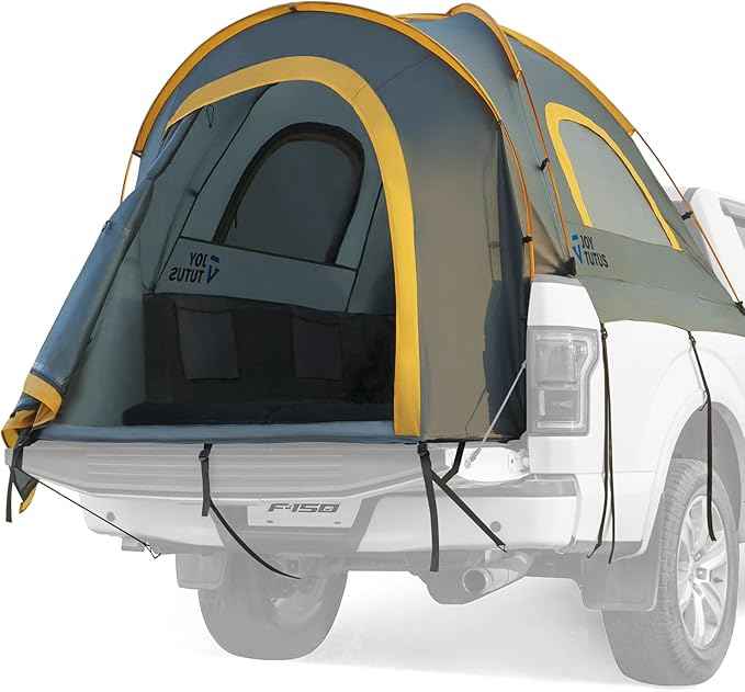 JOYTUTUS Pickup Truck Tent 5ft 2.0, Waterproof PU2000mm Double Layer for 2 Person, Portable Truck Bed Tent with Rainfly - Orange, Aluminum Pole