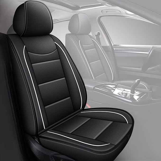 YORKNEIC Front Seat Covers Fit for Jeep Liberty 2002-2012: Faux Leather Car Seat Cover Protector Cushion (2 Front Set, Black)