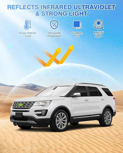 Sunshades for Ford Explorer 2011-2019 Accessories Windshield Sun Shade Side Rear Window Shade Cover Sun Visor Shield Privacy Protection Keep Vehicle Cool Black 8PCS