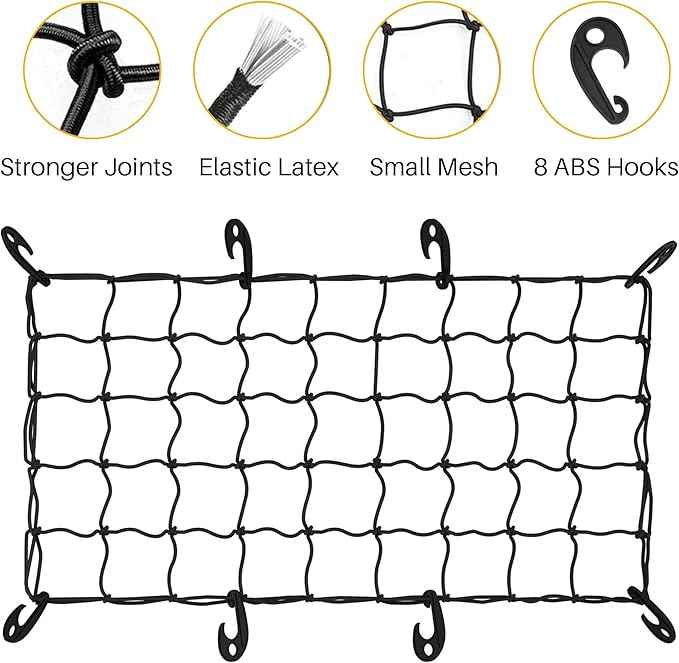 ARKSEN Waterproof Hitch Cargo Carrier Bag with Combination Lock for Truck SUV RV Trailer- Include Net, Heavy Duty Stainless Steel Hitch Tightener, Anti-Rattle Stabilizer, 2 pcs 19.7Ft Straps