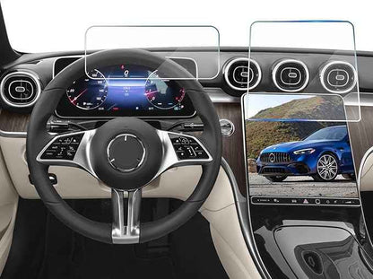 2 Pack Tempered Glass Screen Protector for Benz C 2022-2026, GLC 2023-2026,11.9" Infotainment Screen & 12.3" Dashboard Film For Mercedes Benz C300 GLC300 2026 2025 2024 Accessories