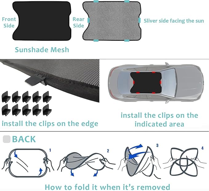 BestEvMod Foldable Roof Sunshade Compatible with Mustang Mach-E 2021-2025 Accessories Upgraded Heat Reflective Tech Accessories,Sunroof Reflective Cover Blocks Glare Blocks UV Ray (Black)