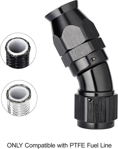 EVIL ENERGY 8AN 30 Degree PTFE One Piece Full Flow End Hose Fitting Aluminum Black