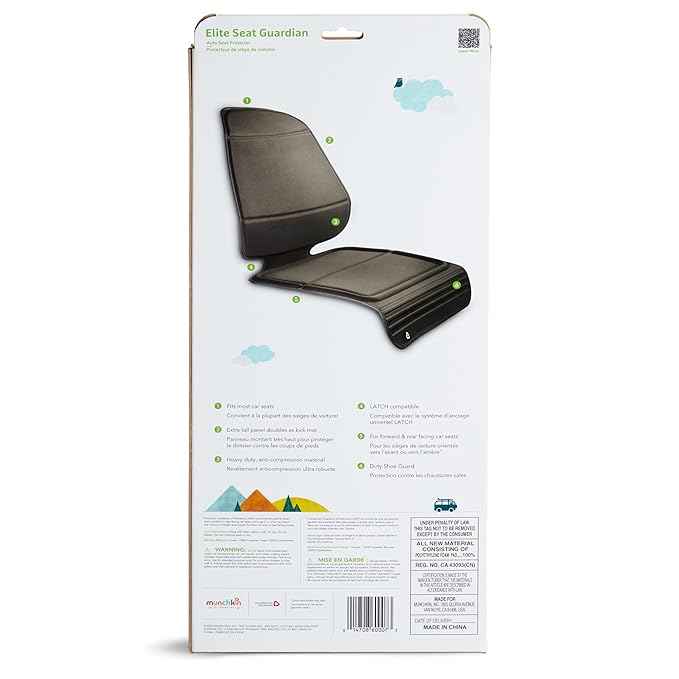 Munchkin Child Car Seat Protector, Elite Seat Guardian with Grime Guard Fabric, Dark Grey