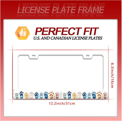 Bear Paw Print License Plate Frame Colorful Animal License Plate Frames Funny for Car Decorative Parts Stainless Stee License Plate for Standard Us Canada Funny License Plate Holder 12x6 Inch
