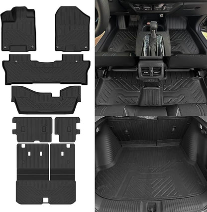 Custom Fit Floor Mats for 2016-2022 Honda Pilot 8 Seats 2nd-Row Bench Seat(No Elite Models), All Weather TPE Floor Liner & Trunk Mat & Backrest Protectors, Odorless Full Set Interior Accessories