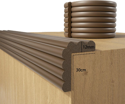 Baby Proofing Wall Corner Protector,Edge Guard Corner Protector,6.56ft Thinken Soft Corner Protectors Pre-Taped Soft Rubber Foam Edge Cushion for Furniture (Brown-L, 6.56Ft x 11.8" W x 0.47" Th)