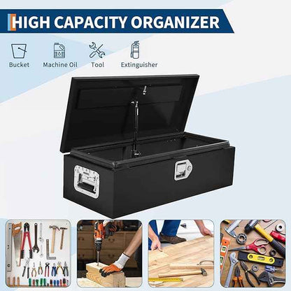 OUTLANE 48x15 Inch Truck Bed Tool Box, Heavy Duty Steel Lockable Storage Chest with Keys & Side Handle, Weatherproof Organizer Box for Pickup Trucks, RV, Trailer