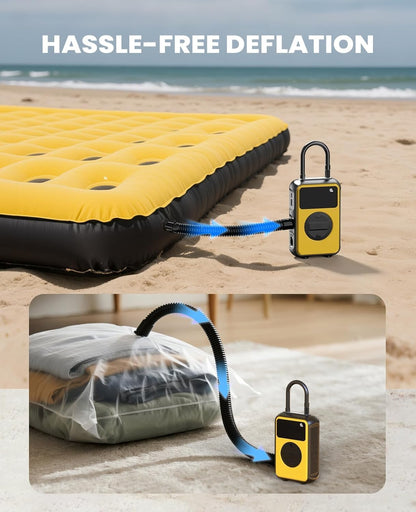 Tire Inflator Portable Air Compressor, Dual Pressure-150PSI High Pressure Mode & 4.0 kPa Large Volume Mode For Car, Bicycle Tires, Air Mattresses and Inflatables