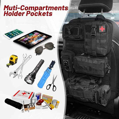 Universal Tactical Vehicle Back Seat Organizer with 5 Molle Pouch Molle Pouches Truck Seat Organizer Tactical Gear for Car Truck Ford Jeep Vehicle