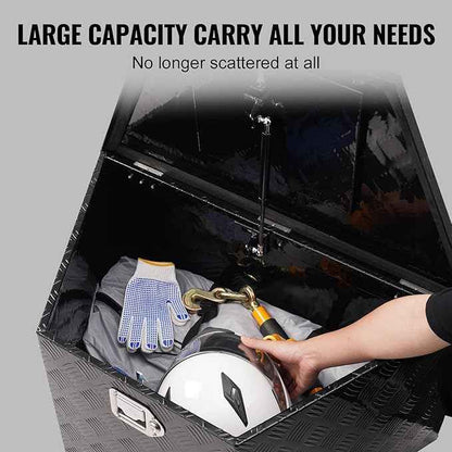 VEVOR Trailer Tongue Box, Heavy Duty Trailer Tongue Tool Box Storage Organizer with Lock & Keys, Utility Tool Chest for Pickup Truck Bed, RV, SUV, Off-Road Vehicle, Aluminum, 33" x 19" x 18", Black
