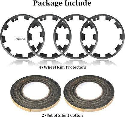 Wheel Rim Protector Designed for 2025 2026 Tesla Model Y Juniper 20 Inch Helix Wheel, 4PCS ABS Rim Guard Hubcap Cover Tire Trim Rings for Model Y Juniper Accessories, Black