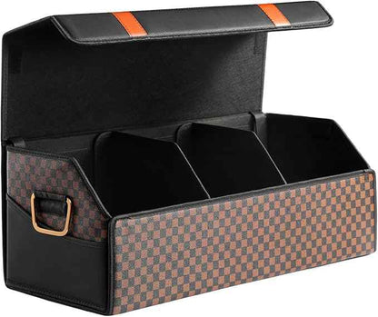 Car Organizers and Storage - Trunk Organizer for Suv Car,Car Trunk Leather Storage Box,Extra Large,Magnetic Lid,Collapsible and Adjustable
