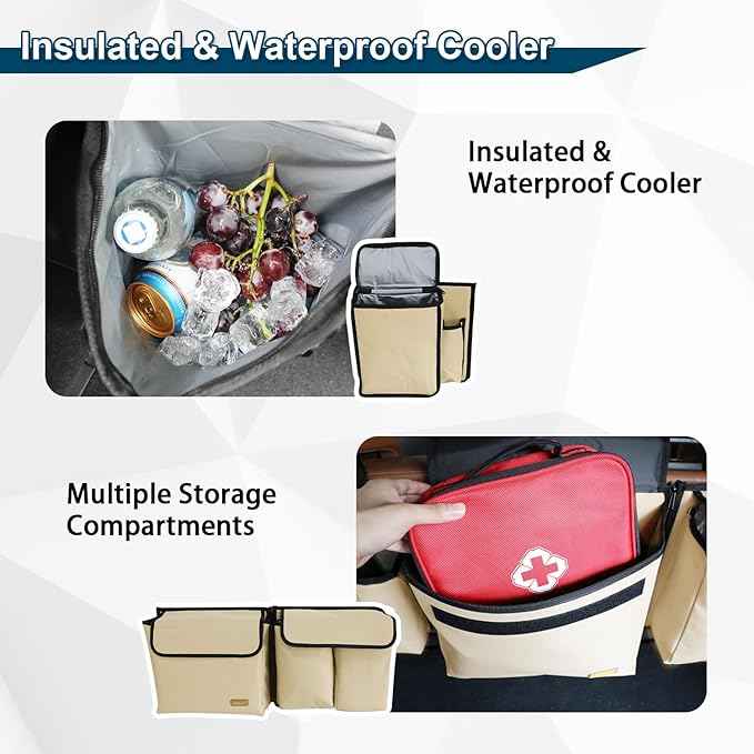 Deluxe Trunk and Backseat Organizer for Medium or large size SUVs & RVs, Detachable Storage Modules with Built-in Cooler, Patent Pending