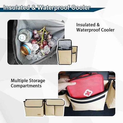 Deluxe Trunk and Backseat Organizer for Medium or large size SUVs & RVs, Detachable Storage Modules with Built-in Cooler, Patent Pending