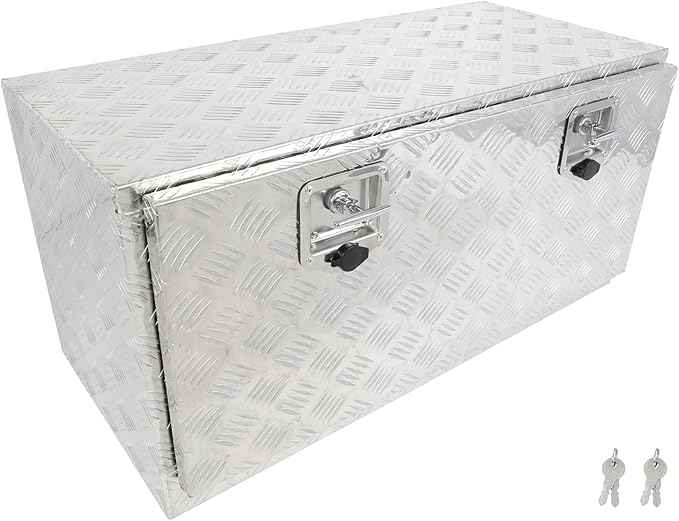 SCITOO 36 Inch Heavy Duty Truck Bed Tool Box,Aluminum Crossover Storage for Most Full Size Pickups,Lockable Weatherproof Diamond Plate Chest,Fits 36" Truck Beds,Easy Access to Load and Unload