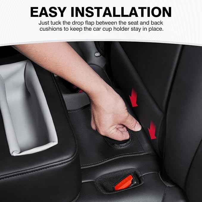 Autorder Back Seat Cup Holder for Car, Couch Cup Holder, Car Truck Boat RV Organizer, Holds Coffee Cups, Books, Phones, Remote Controls - PU Leather Black