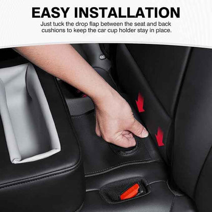 Autorder Back Seat Cup Holder for Car, Couch Cup Holder, Car Truck Boat RV Organizer, Holds Coffee Cups, Books, Phones, Remote Controls - PU Leather Black