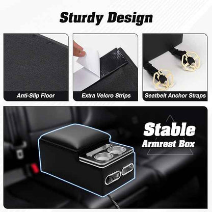 Upgraded Bench Seat Center Console with Extra Large Cup Holder & Phone Holder, Universal Center Console with USB Charging, Central Console for Bench Seat of Truck & Van & Car