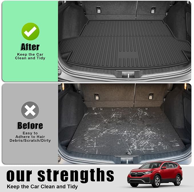 All Weather Cargo Liner Fit for 2020-2022 Honda CR-V (Only for Hybrid) - Custom Fit TPE Rubber Trunk Mat Accessories for Honda CRV Hybrid 2020-2022