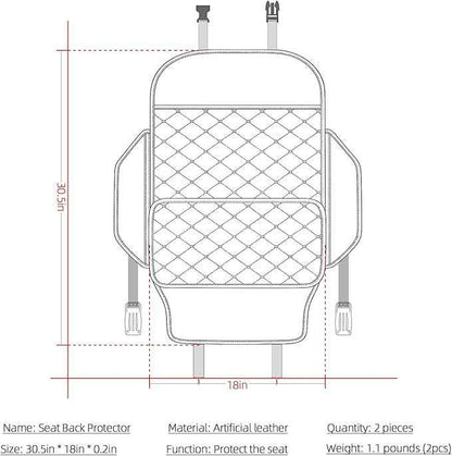 Seat Back Protector + Large Capacity Pocket Storage Organizer,Preventing the Impact of Children Stepping on the Seat Backrest (Blue)