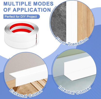 Wall Corner Protector Moulding Trim Peel and Stick Wall Corner Guards Trim Flexible Self Adhesive Edge Protector Moulding, 2.4 in x 10 Ft, White