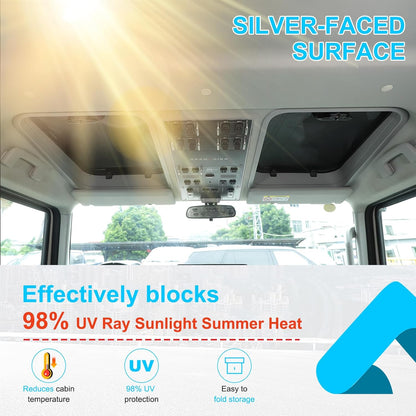 Compatible with INEOS Grenadier 2020-2024 Car Sunroof Sun Shade, Foldable Memory Steel Wire Car Sunroof Sun Shade Breathable Mesh Keep Cool