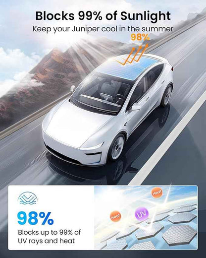 REEVAA Upgraded Tesla Model Y New (Juniper) Sunshade Roof [No Gaps, No-Sagging] Tesla Y Accessories Heat Insulation Foldable Glass Sunroof Cover for Model Y Juniper 2025-2026, 2PCS, Gray